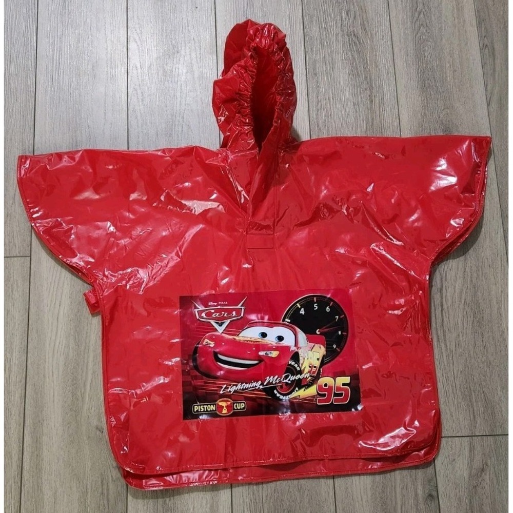 Disney‎ Pixar Cars Hooded Poncho Rain Jacket Kids M/L Lighting McQueen Red